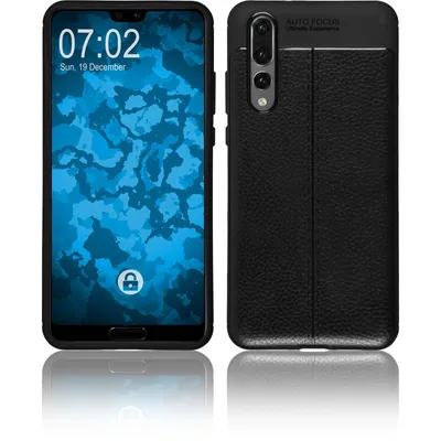 Produktbild von PhoneNatic Case kompatibel mit Huawei P20 Pro - schwarz Silikon Hülle Lederoptik Cover