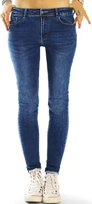 Produktbild von BE STYLED Medium Waist Röhrenjeans skinny denim Damen Hosen stretch slimfit hoch geschnitten, 38 / M