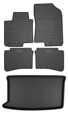 Zdjęcie produktu dla Dywaniki gumowe + mata bagażnika do Hyundai i20 II 2014- (górny poziom podłogi) – czarne, dopasowane – Wielganizator SolidPRO