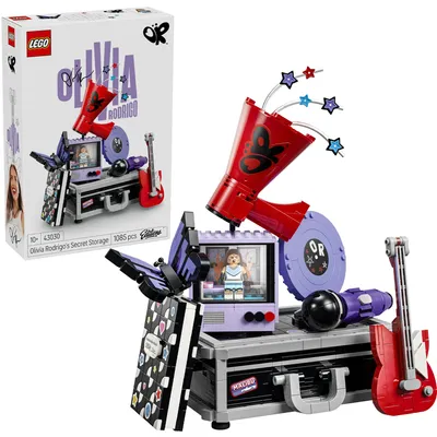 Produktbild von LEGO Editions Olivia Rodrigos Geheimer Koffer - Spielzeug mit Koffer, Mikrofon, Schallplatte, Megafon, Fernseher & Minifigur - Zimmer Deko - Musik Geschenk für Mädchen und Jungen ab 10 Jahren - 43030