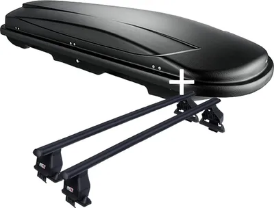 Produktbild von Dachbox VDPJUXT500 500 Liter abschließbar schwarz + Dachträger Menabo Tema kompatibel mit Bmw X1 (F48) 5 Türer ab 19