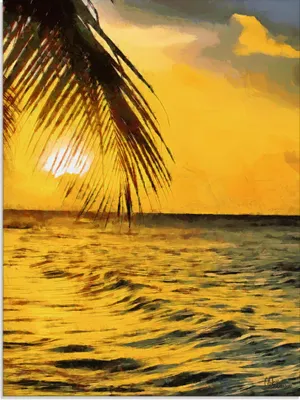 Produktbild von ARTland Glasbild Sonnenuntergang in den Tropen IV Größe: 45x60 cm