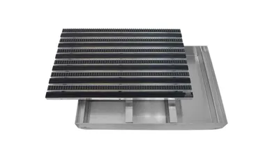 Produktbild von Emco Eingangsmatte DIPLOMAT + Bodenwanne 75mm Aluminium, Gummi Schwarz + Bürsten Grau,Größe:100x50cm