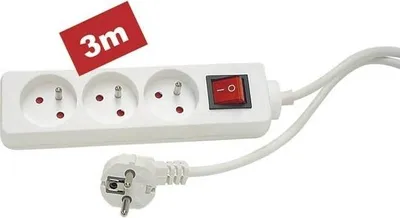 Image de Bloc Multiprise, 3 Prises Avec Interrupteur - Cable De 3 M