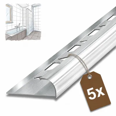Produktbild von Dalsys 5x Fliesenschiene Viertelkreisprofil 2,5m x 10mm Chrom Alu