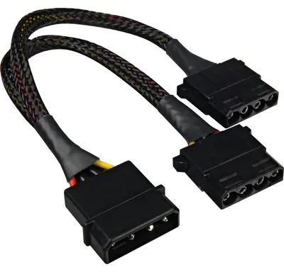 Produktbild von Y-Stromkabel 4Pin 5,25" > 2x 4Pin 5,25" (schwarz, 15cm)
