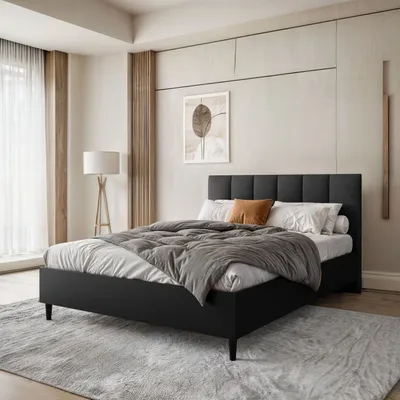 Produktbild von Polsterbett LECTUS 160x200cm - Designerbett mit Bettkasten & Lattenrost - Schwarz (Jasmine 100)