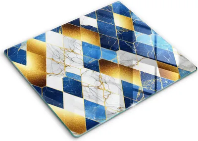 Zdjęcie produktu dla Deska kuchenna – 60 cm x 52 cm - Szklana deska do krojenia - Szkło hartowane – Antypoślizgowa - Romby Marmur