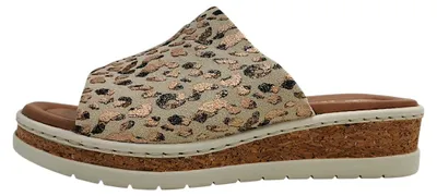 Immagine prodotto di Rieker V418860 V41, sandali con zeppa da donna, pantofole beige, per il tempo libero