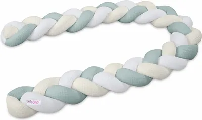 Produktbild von babybay Nestchenschlange Waffelpiqué geflochten 180 cm passend für alle Modelle, weiß/ivory/zartblau