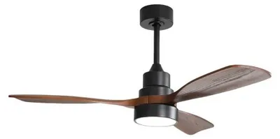Image de AIORBER Ventilateur de plafond 48", 18W LED, avec télécommande, vitesse et lumière réglables, minuterie, moteur réversible,style rétro,salon,noir