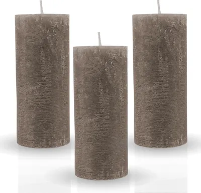 Image de Bougies Rustique ( pack de 3 ) Taupe Ø7cm x 15cm