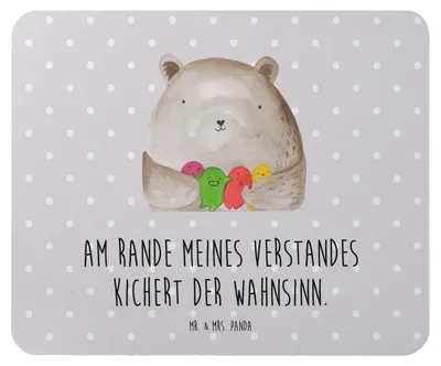 Produktbild von Mr. & Mrs. Panda Mouse Pad Bär Gefühl - Grau Pastell - Geschenk, Mauspad, Durchgedreht, laptop mousepad, Verrückt, Wahnsinn, Teddy, pc