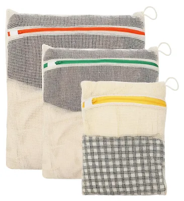 Baumwoll-Waschbeutel-Set 3er, 30x20/40x30/50x40 cm