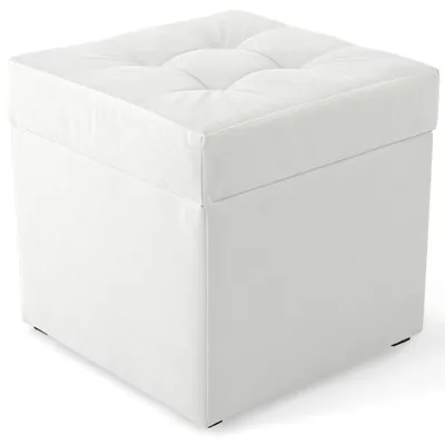 Produktbild von MG Design Polsterhocker Weiß 45x45 cm - Stauraum 50L, bis 300 kg, matt & pflegeleicht, für Wohnzimmer & Flur