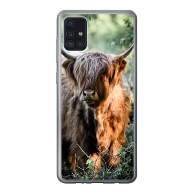 Produktbild von MuchoWow® Handyhülle Schutzhülle Hülle für Samsung Galaxy A52 5G Schottische Highlander - Wald - Tiere Silikon Softcase Handy Hülle - Umschlag