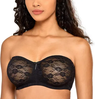 Immagine prodotto di Reggiseno senza spalline con pizzo e spalline removibili, nero, per donna