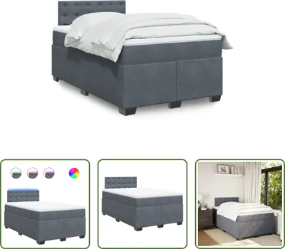 Produktbild von The Living Store Boxspringbett mit Matratze Dunkelgrau 120x190 cm Samt