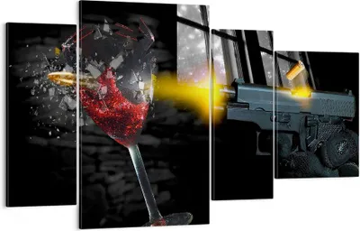 Produktbild von Bild auf Leinwand - Leinwandbild - Waffe Kugel Glas Rebe - 120x70cm - Wand Bild - Wanddeko - Leinwanddruck - Bilder - Kunstdruck - Wanddekoration - Leinwand bilder - Wandkunst - DL120x70-0309