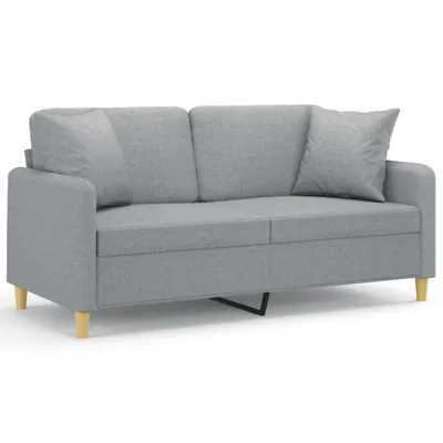 Produktbild von vidaXL 2-Sitzer-Sofa mit Zierkissen Hellgrau 140 cm Stoff