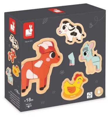 Image de Janod Puzzle Ferme - 4 puzzles evolutifs