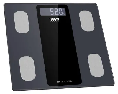 Zdjęcie produktu dla Waga osobista TSA0813, analiza składu ciała, 180 kg, 26x26x2,3 cm, Bluetooth Teesa