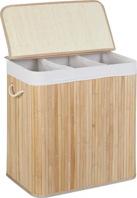 Produktbild von bambusowy kosz na pranie relaxdays 3 przegrody