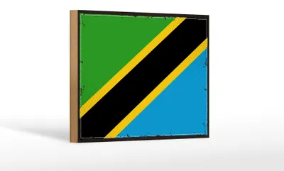 Produktbild von Holzschild Flagge Tansanias 18x12cm Retro Flag of Tanzania Dekoration