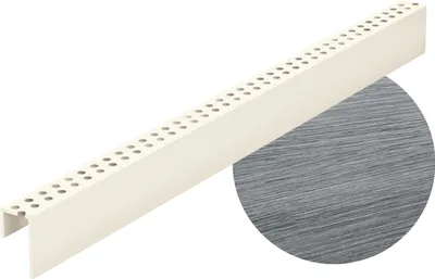 Obrázek produktu pro VOX Perforovaná lišta – ventilační profil pro fasádní panely z PVC KERRAFRONT – voděodolný a odolný proti UV záření – ochrana proti hmyzu – šedý dub