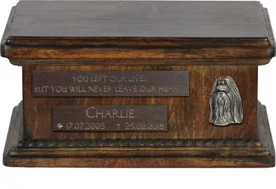 Produktbild von Shih Tzu - hölzerne Urne für die Asche eines Hundes, personalisierte Urne mit Gravur, kleine Urne für Hundesasche von der Marke Art-Dog
