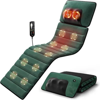 Produktbild von AJIEQAQ Massageauflage Massagematte Ganzkörpermassage 65 x 190 cm Rücken Beinen Nacken Fernbedienung, 5 Modi Wärmefunktion, Vibrationsmassage