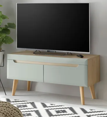 Produktbild von TV-Lowboard "Isgard" in Pistazie matt und Scandi Eiche TV Unterteil 107 x 50 cm
