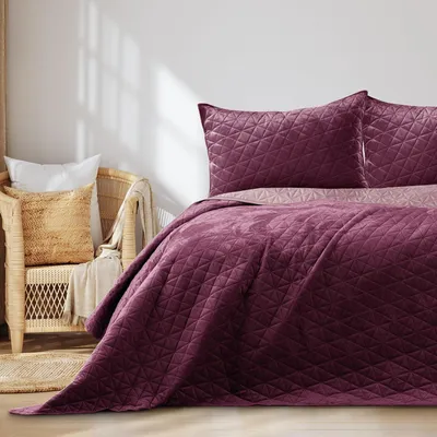 Produktbild von Tagesdecke 200x220 cm in Violett und Lila, zweiseitig mit Steppung aus Samt