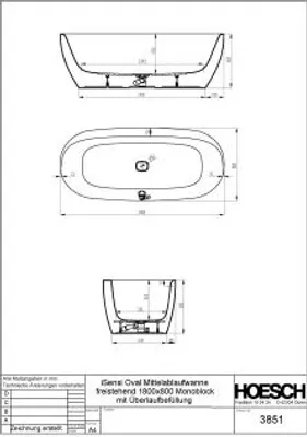 Produktbild von Hoesch 3851.111 BW iSensi Oval 1800x800 Monolith