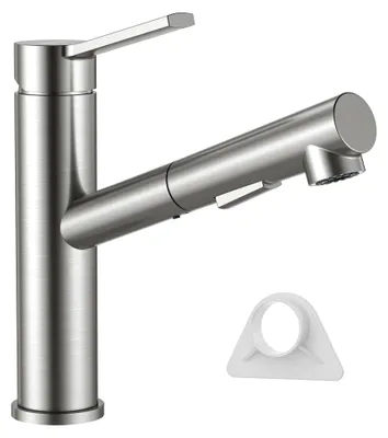 Produktbild von Küchenarmatur mit Ausziehbarer Brause aus SUS304 Edelstahl, Hochdruck Wasserhahn für die Küche, Spültischarmatur mit 2 Strahlarten, 120° drehbar