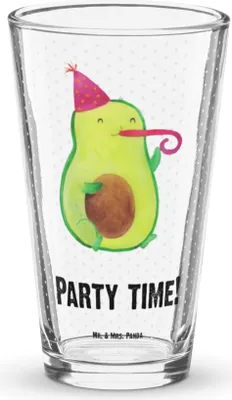 Produktbild von Mr. & Mrs. Panda Glas Avocado Party Zeit - Transparent - Geschenk, Bierglas, Feier, Cocktailglas, Genießen, Happy Birthday, Geburtstag, Trinkglas, Tumbler, Wasserglas