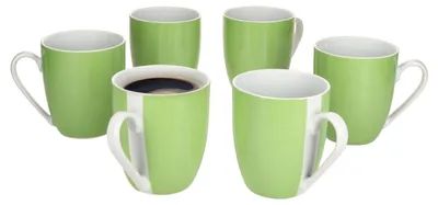 Obrázek produktu pro sada 6 zelených hrnků na kávu Variant 350ml barevné porcelánové šálky 6 osob čaj