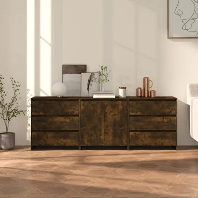 Produktbild von vidaXL 3-tlg. Sideboard Räuchereiche Holzwerkstoff