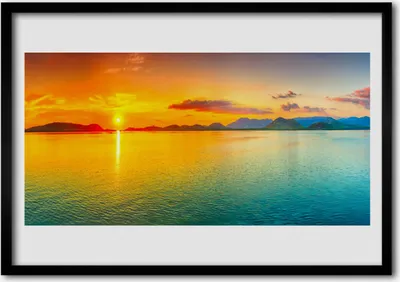 Produktbild von Bild 70x50 MDF-Rahmen Wandkunst Meer, Sonne, Landschaft