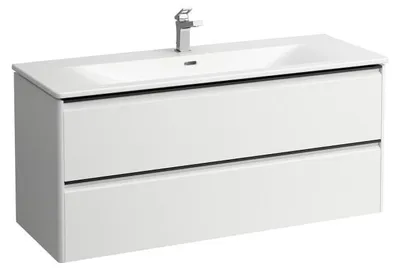 Imagen del producto de Conjunto de mueble y lavabo LAUFEN Palace, 120 cm, con tira de agarre negra y 1 orificio para grifo