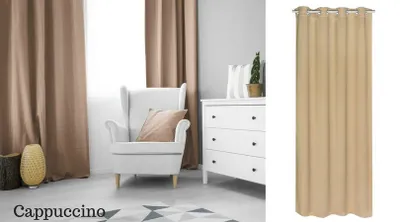 Obrázok produktu pre Tepelná záclona nepriehľadná Oeko-Tex Eyelet Scarf Cappuccino 140x175 cm Okenná záclona Blackout