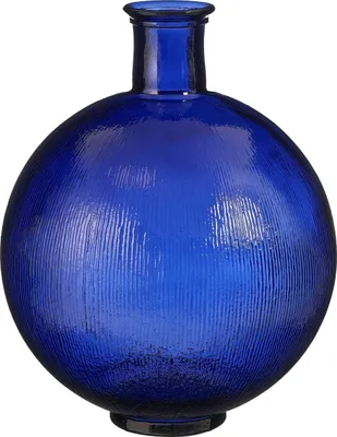 Produktbild von Mica Decorations Firenza Glasflasche - H42 x Ø34 cm - Recyceltes Glas - Dunkelblau