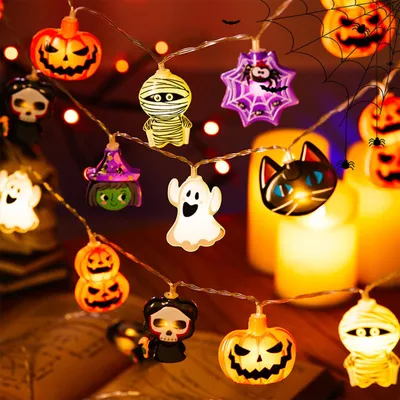 Halloween-Lichterkette, 1,5 m, 10 LEDs, batteriebetrieben