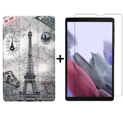 Image de 2in1 Set pour Samsung Galaxy Tab A7 Lite 2021 SM-T220 SM-T225 8.7 pouces Tablet avec Smartcover + verre de protection avec fermeture magnétique Auto Sleep/Wake Cover