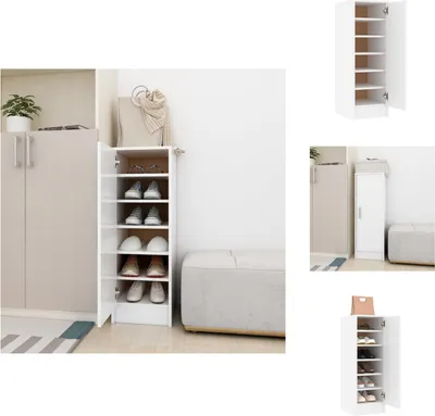Image de vidaXL Armoire à chaussures blanche 32x35x92 cm Bois composite - Étagères à chaussures & Armoires à chaussures