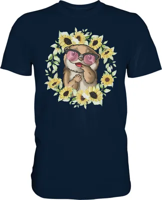 Produktbild von Otter Sonnenblumen Shirt Gärtner Sommer Garten Motiv – Navy / 4XL