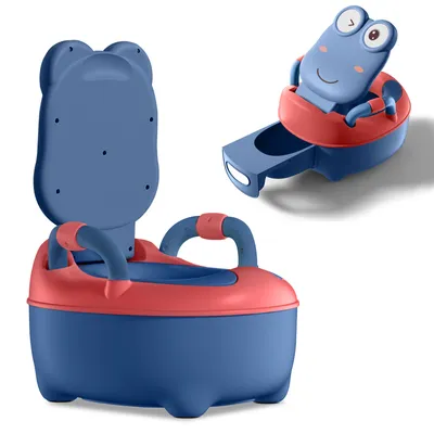 Produktbild von LZQ Kindertoilette Kinder Töpfchen Baby Toilette Toilettensitz Kinder Topfstuhl inkl. Pinsel Toilettentraining für Kleinkinder, Blau -Typ A