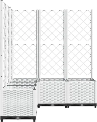 Produktbild von Weißer Pflanzkübel mit Spalier für den Außenbereich, 120x120x136 cm