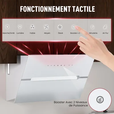 Image de LEVIVO A+++ Hotte aspirante sans tête 60cm à recyclage d'air & évacuation d'air avec 720 m³/h de débit d'air, hotte aspirante avec 2 filtres à charbon actif, 1 filtre à graisse, 3 vitesses