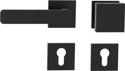 Produktbild von Griffwerk Wechselgarnitur VAYA 265 MINIMAL MODERN Fast2Fix Rosetten eckig Knopf SQUARE Graphitschwarz DIN links